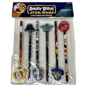 Angry Birds Star Wars #2 Pencils  Erasers Set Solo Skywalker Chewbacca Yoda